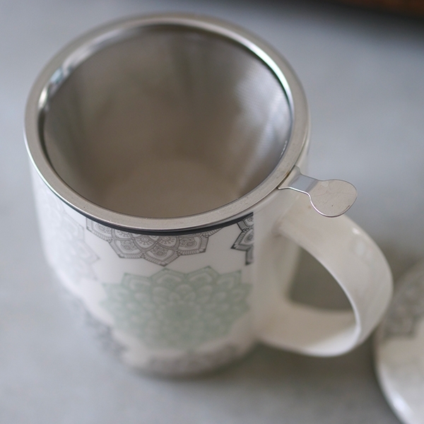 Tasse à thé mug infuseur mandala rouge