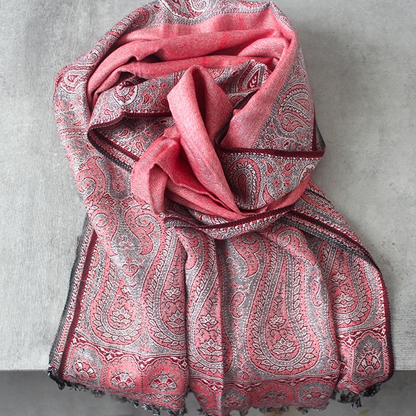 Double Silk Scarf Pink Cotton Silk