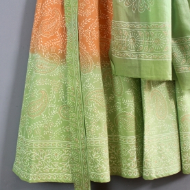 Jupe indienne Sanganeri orange et vert