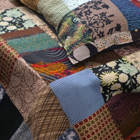 Couvre-lit indien Kantha patchwork avec taies Noir