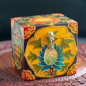 Tibetan wooden handcrafted jewellery box L12