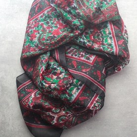 Foulard indien en soie chic noir et rouge