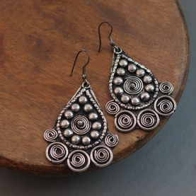 Indian antique earrings silver metal