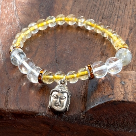 Bracelet perles Citrine et Cristal avec Bouddha