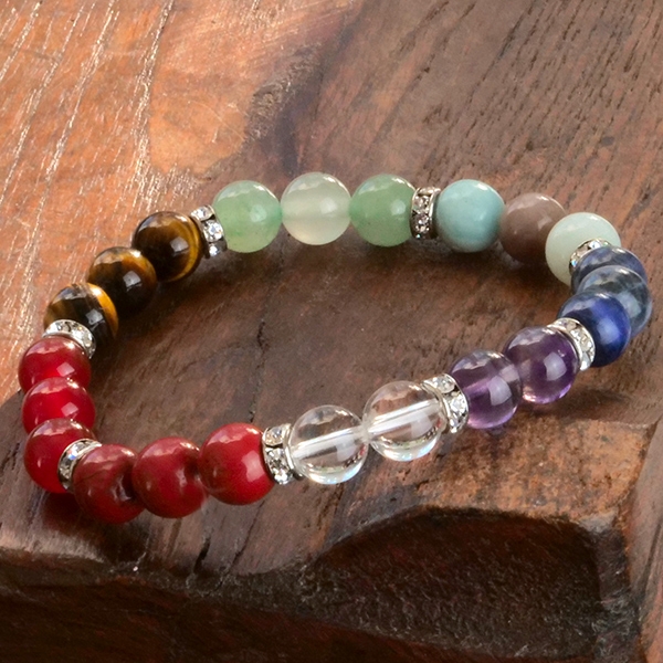 Bracelet indien perles 7 chakras et strass