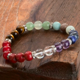 Bracelet indien perles 7 chakras et strass