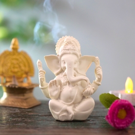 Indian hindu god Ganesh white statue for temple