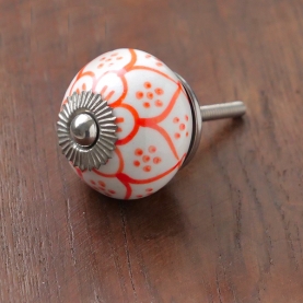 Indian ceramic door or drawer knob orange