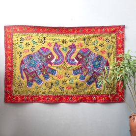 Indian wall hanging cotton Elephants purple color