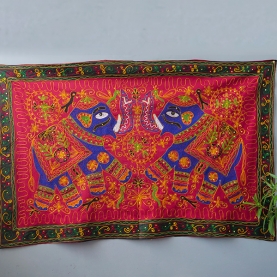 Indian wall hanging cotton Elephants maroon color
