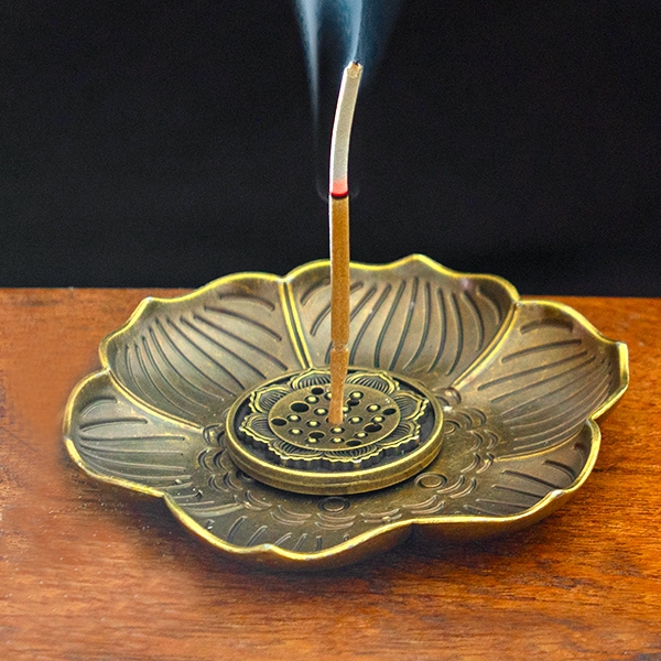 Metal incense sticks or cones holder lotus