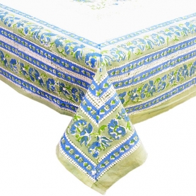 Indian tablecloth with napkins Green and blue