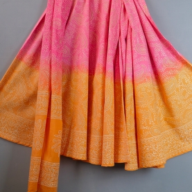 Indian cotton skirt Sanganeri print pink and orange