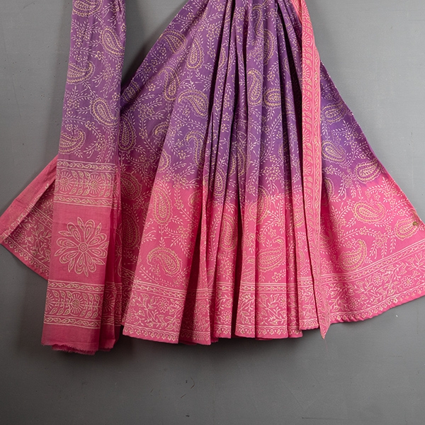 Jupe indienne imprimée Sanganeri rose et violette