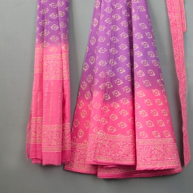 Indian cotton skirt Sanganeri print pink and purple