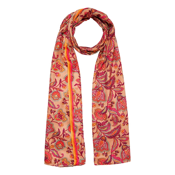 Indian printed scarf Flowers orange