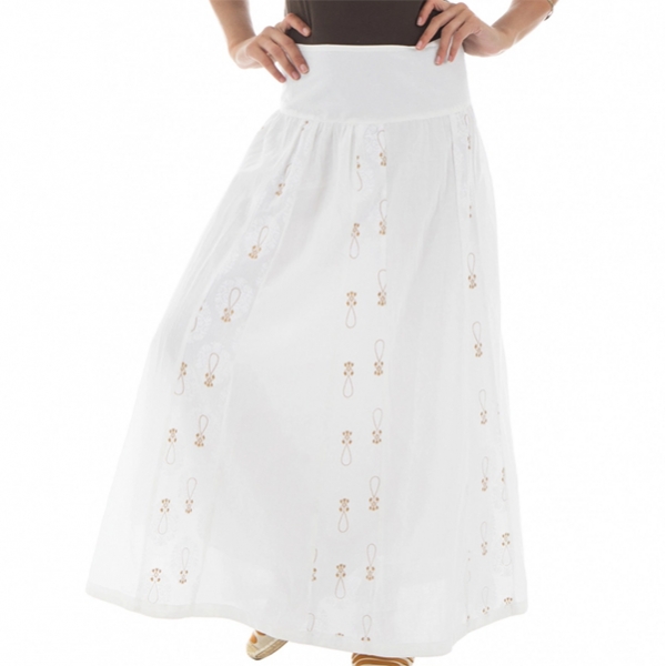 Indian pure cotton printed skirt white and gold