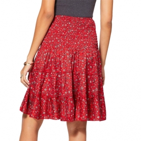 Indian printed ruffled skirt Flowers red