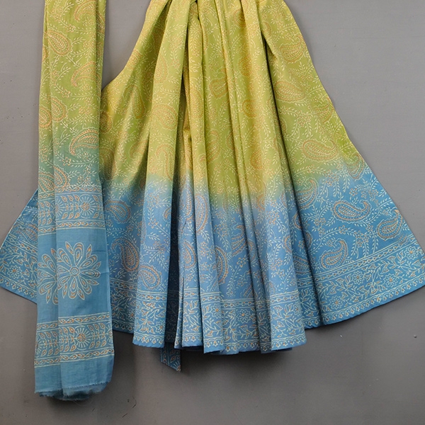 Indian cotton skirt Sanganeri print blue and green