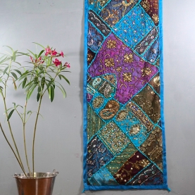 Indian handcrafted wall hanging Patchwork blue