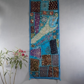 Indian handcrafted wall hanging Patchwork blue