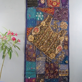 Indian handcrafted wall hanging Patchwork navy blue