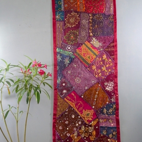 Tissu mural indien Patchwork bordeaux