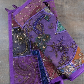 Tissu mural indien artisanal Patchwork violet