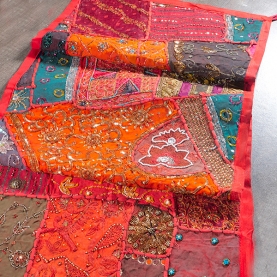 Tissu mural indien artisanal Patchwork orange