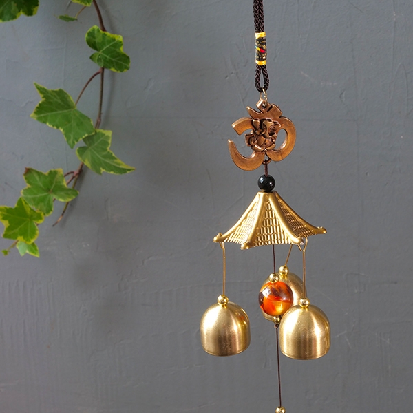 Indian OM wind chime with 3 bells