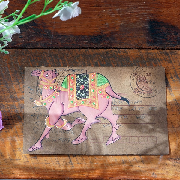 Indian ancient postcard Camel painting