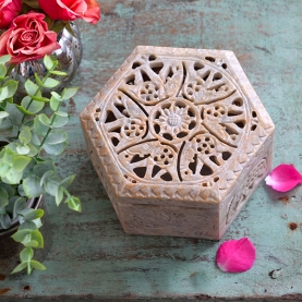 Indian handcrafted soapstone box