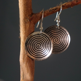 Indian earrings old silver metal spirale