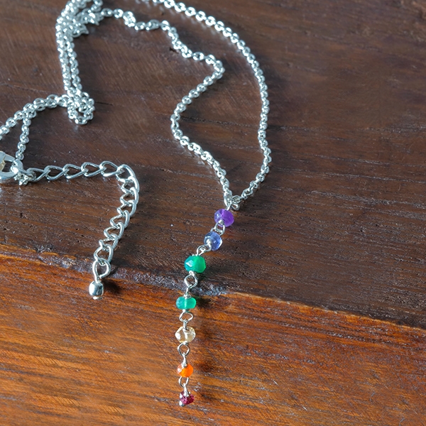 Indian metal necklace with 7 chakra stones