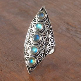 Indian ethnic ring adjustable size silver color