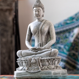 Polyresin Thai Buddha statue grey color