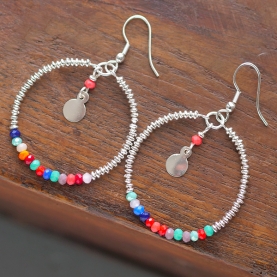 Boucles d'oreilles indiennes perles colorées