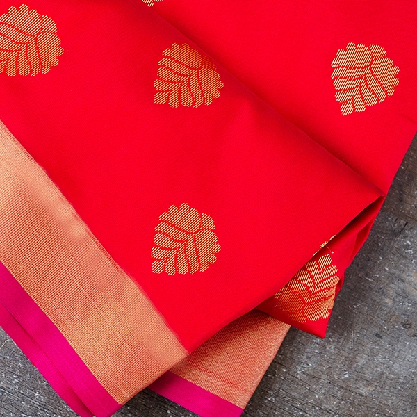 Indian saree art silk red and golden