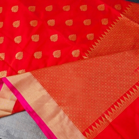 Saree indien complet rouge et doré