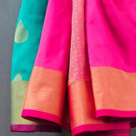 Indian green and pink saree