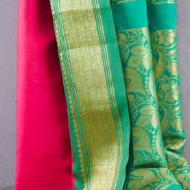 Saree indien complet vert et rouge