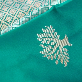 Indian green and golden saree