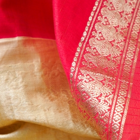 Saree indien complet rouge et écru