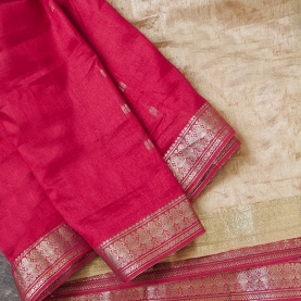 Indian red and offwhite saree