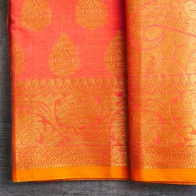 Indian pink and golden saree