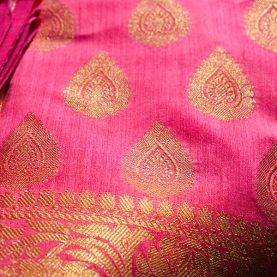 Indian golden pink saree