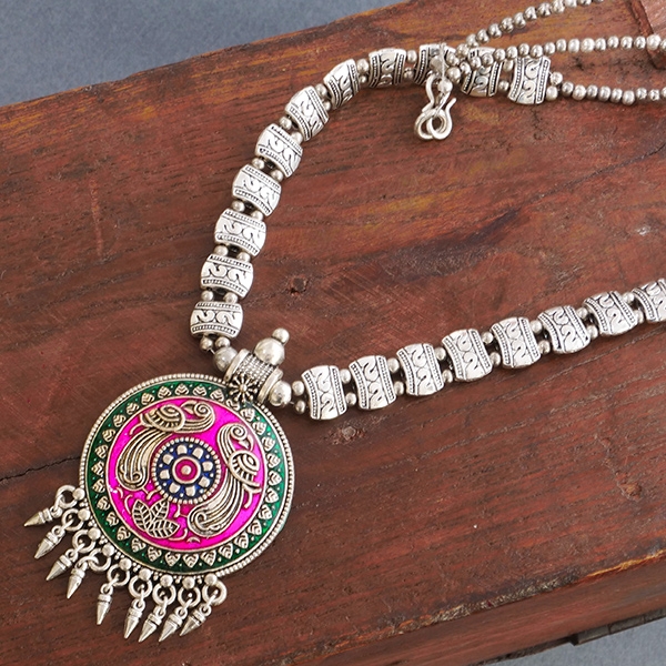 Indian necklace ethnic design pink and green