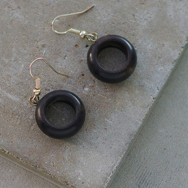 Indian wooden earrings round