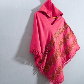 Nepalese cotton and wool poncho