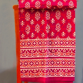 Nappe indienne en coton imprimée Dabu bordeaux